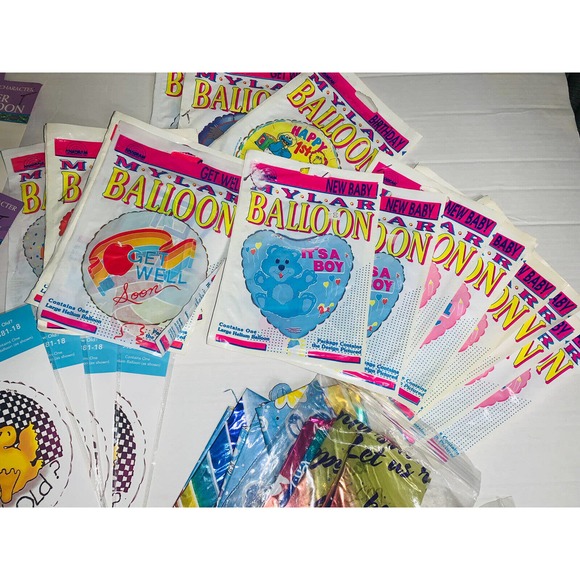 Big Lot of 55 Mylar Balloons Assorted Themes Disney Boy Girl Get Well Mickey NOS - Picture 3 of 11